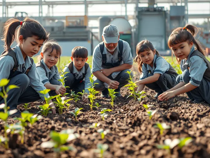 学生在农场种植体验